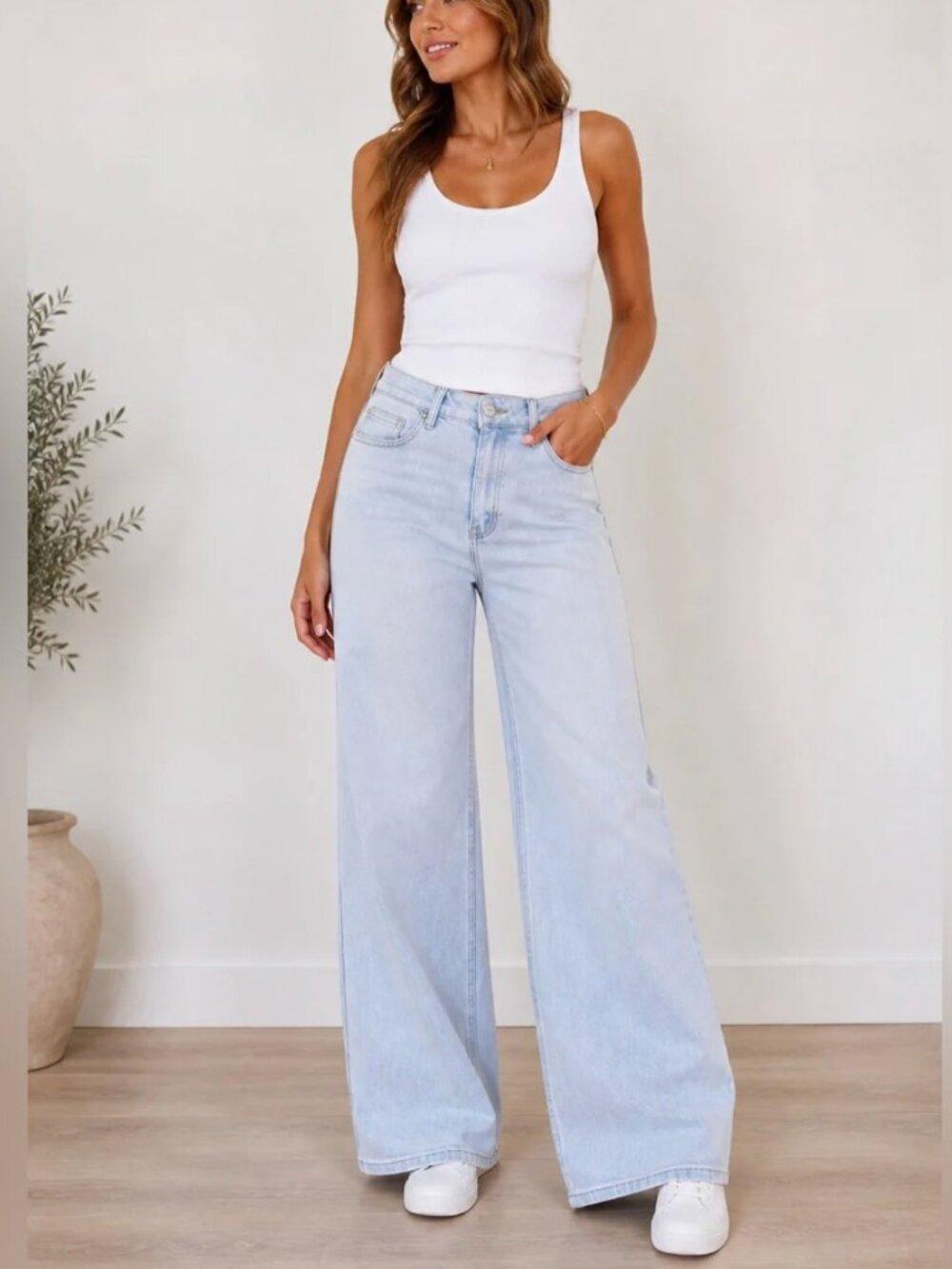 ONESO‎ Stretch Relaxed Fit Wide Leg Jeans Size 32 NWOT
